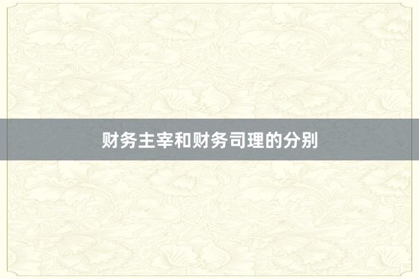 财务主宰和财务司理的分别