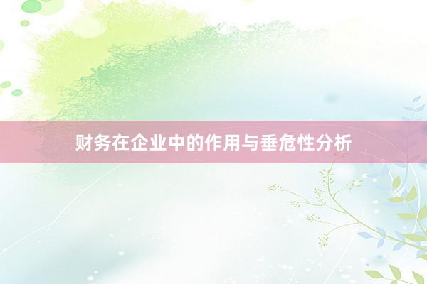 财务在企业中的作用与垂危性分析