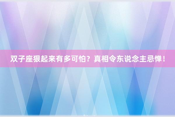 双子座狠起来有多可怕？真相令东说念主忌惮！