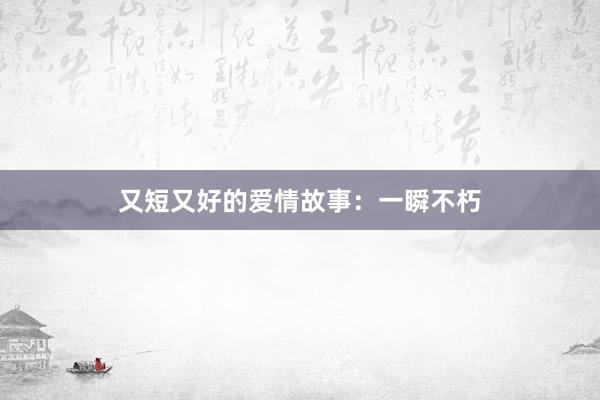 又短又好的爱情故事：一瞬不朽
